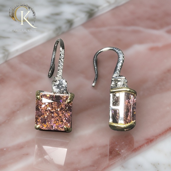 Beautiful  Padparadscha Sapphire Earrings - Picture 2 of 6